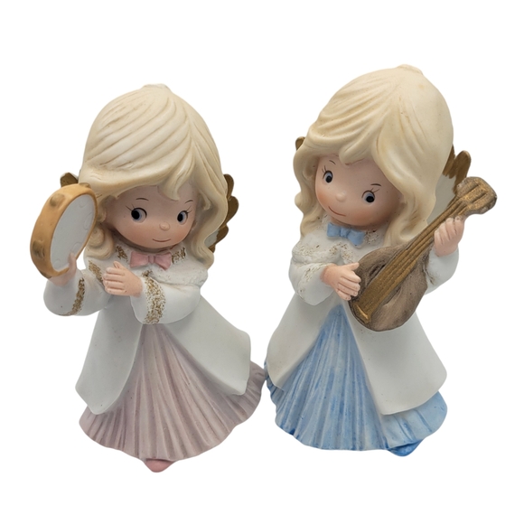 Vintage HOMCO Pair of Christmas Angels Playing Instruments Home Interiors - Picture 2 of 11